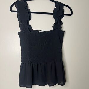 Black Ruffle Strap tank top Blouse